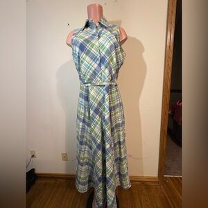 Duck Head Women’s SZ 12 classic plaid dress cotton collar button front dress NWT